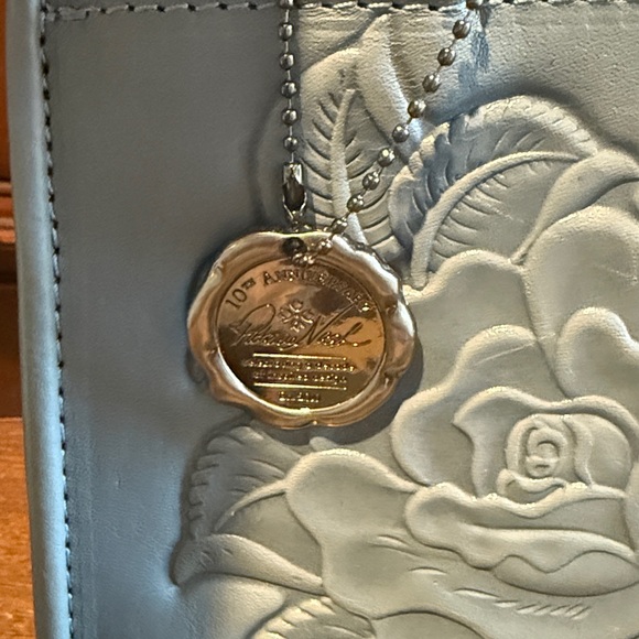 PATRICIA NASH ROSE TOOLED PARIS MIRAGE Blue LEATHER SATCHEL/CROSSBODY HANDBAG - Picture 4 of 9